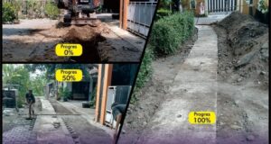 Tingkatkan Mobilitas Masyarakat, Pemerintah Kalurahan Bangun Drainase dan Corblok Jalan Lingkungan
