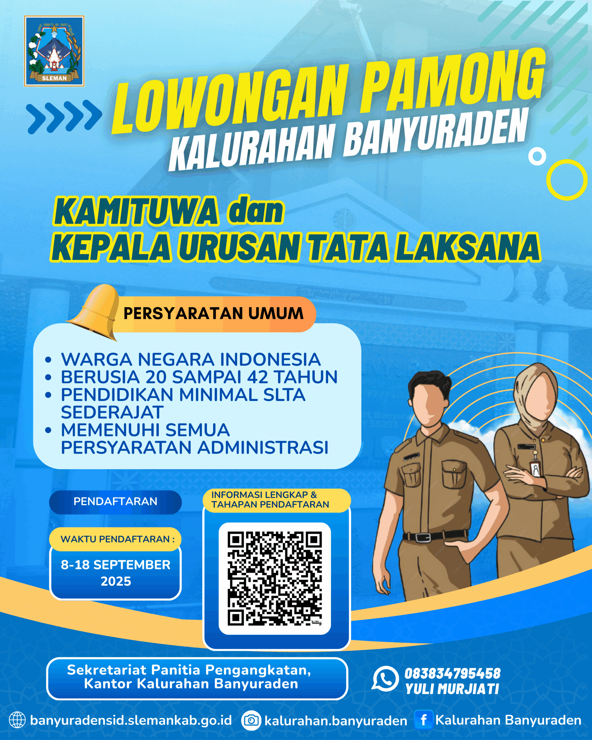 LOWONGAN PAMONG KALURAHAN BANYURADEN JABATAN KAMITUWA DAN KA.UR TATA LAKSANA TAHUN 2025