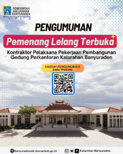 PENGUMUMAN PEMENANG LELANG/ TENDER PEMBANGUNAN GEDUNG PERKANTORAN KALURAHAN BANYURADEN