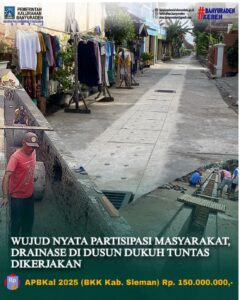 WUJUD NYATA PARTISIPASI MASYARAKAT, DRAINASE DI DUSUN DUKUH TUNTAS DI KERJAKAN