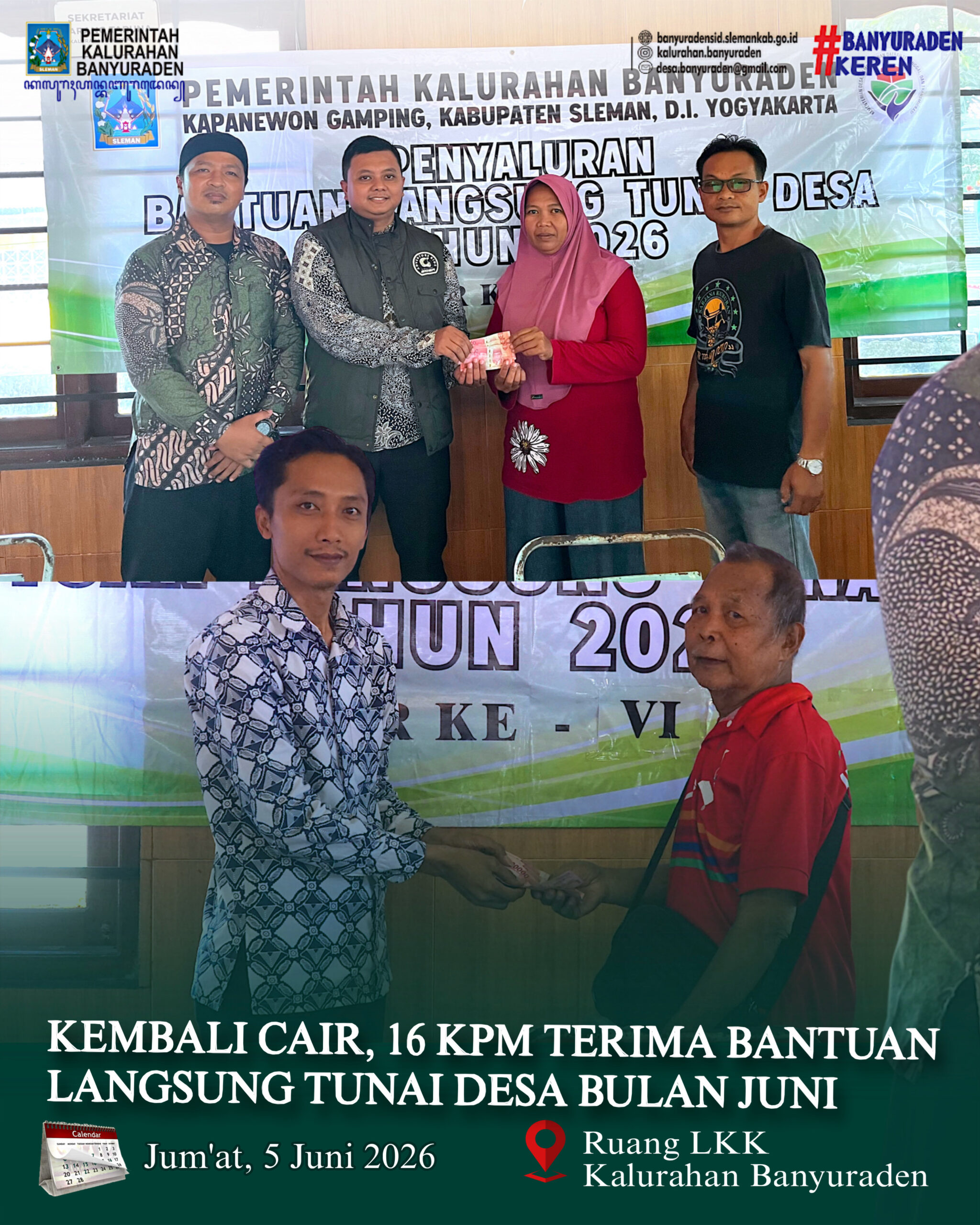 KEMBALI CAIR, 16 KPM TERIMA BANTUAN LANGSUNG TUNAI DESA BULAN JUNI