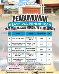 PENGUMUMAN BEASISWA PENDIDIKAN BAGI MAHASISWA MISKIN/ RENTAN MISKIN
